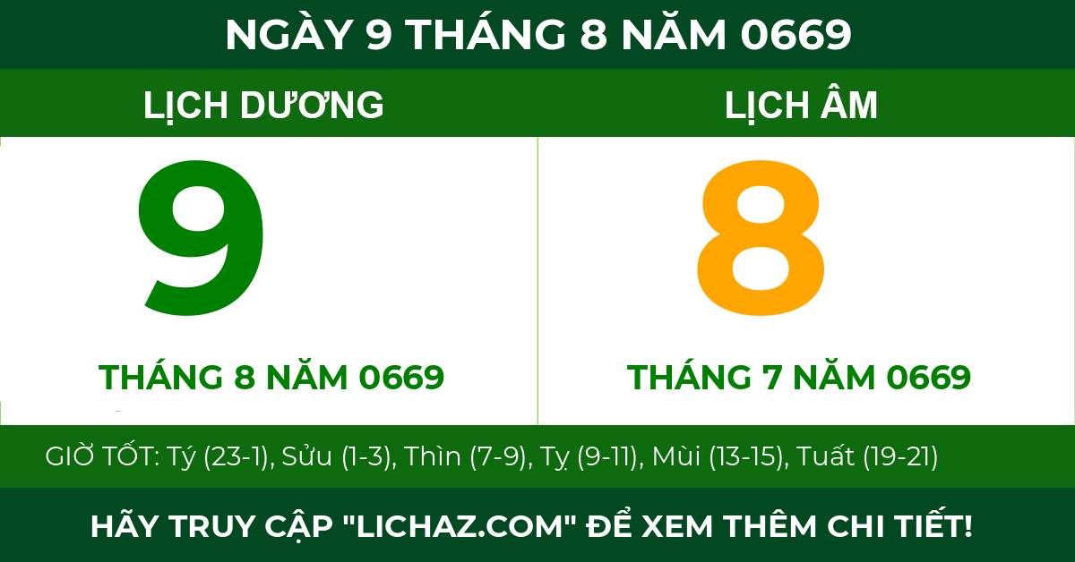 lịch âm ngày 9 tháng 8 năm 0669