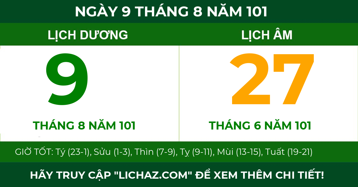lịch âm ngày 9 tháng 8 năm 101