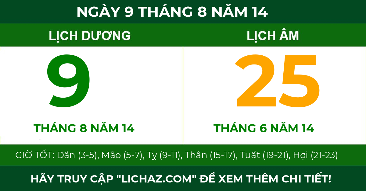 lịch âm ngày 9 tháng 8 năm 14