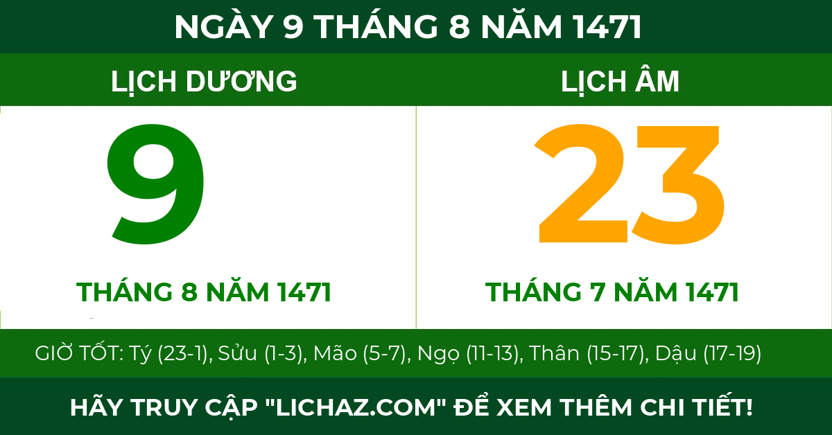 lịch âm ngày 9 tháng 8 năm 1471