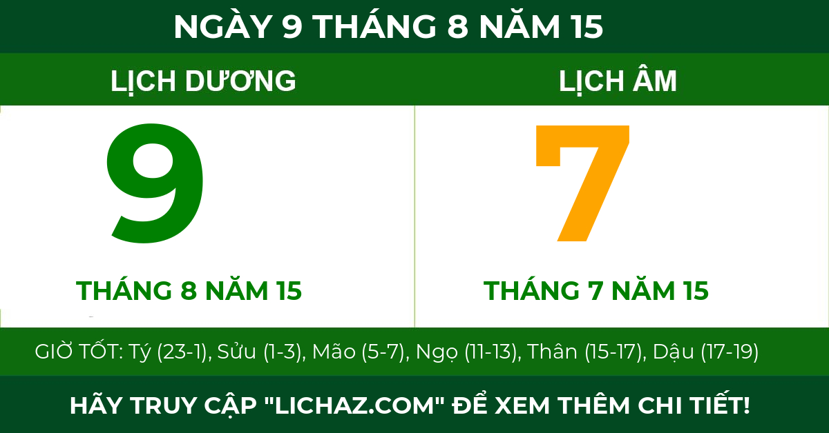 lịch âm ngày 9 tháng 8 năm 15