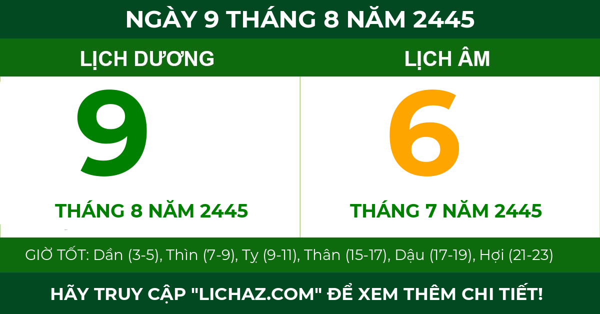 lịch âm ngày 9 tháng 8 năm 2445
