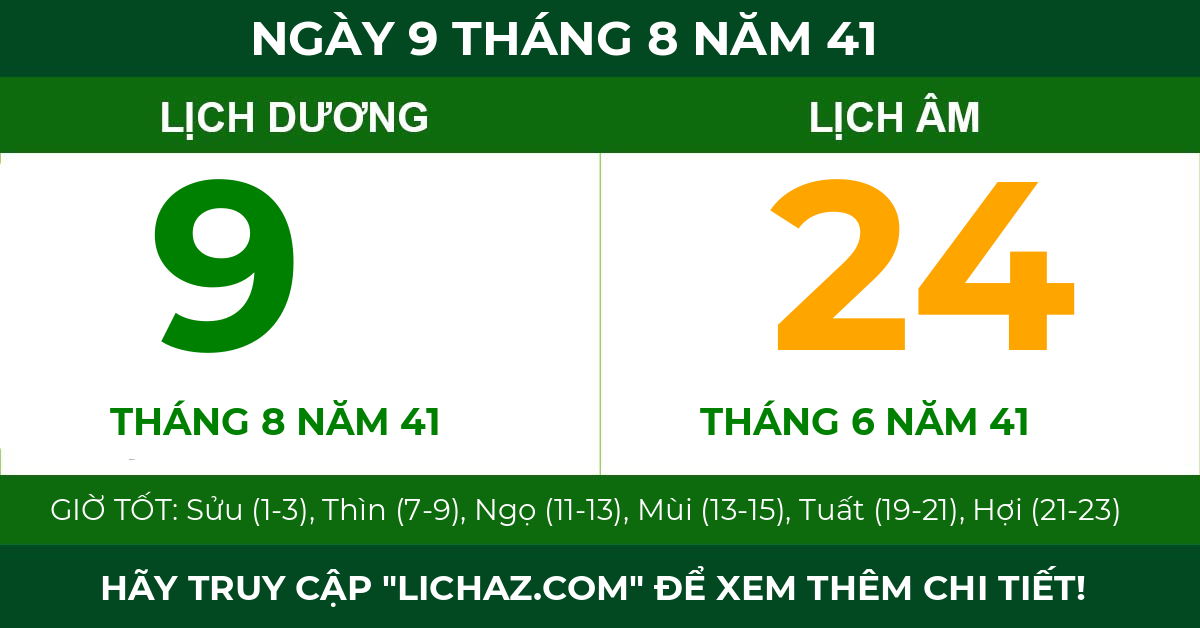 lịch âm ngày 9 tháng 8 năm 41
