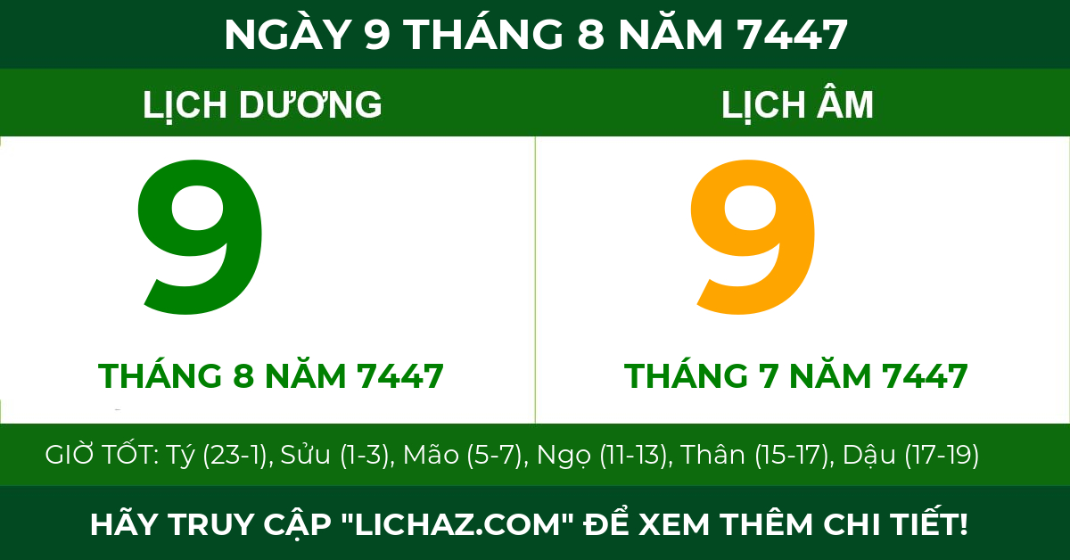 lịch âm ngày 9 tháng 8 năm 7447