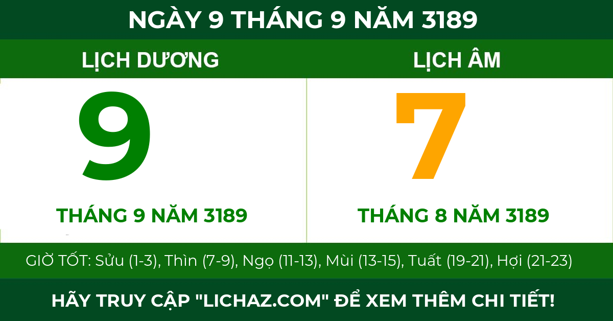 lịch âm ngày 9 tháng 9 năm 3189
