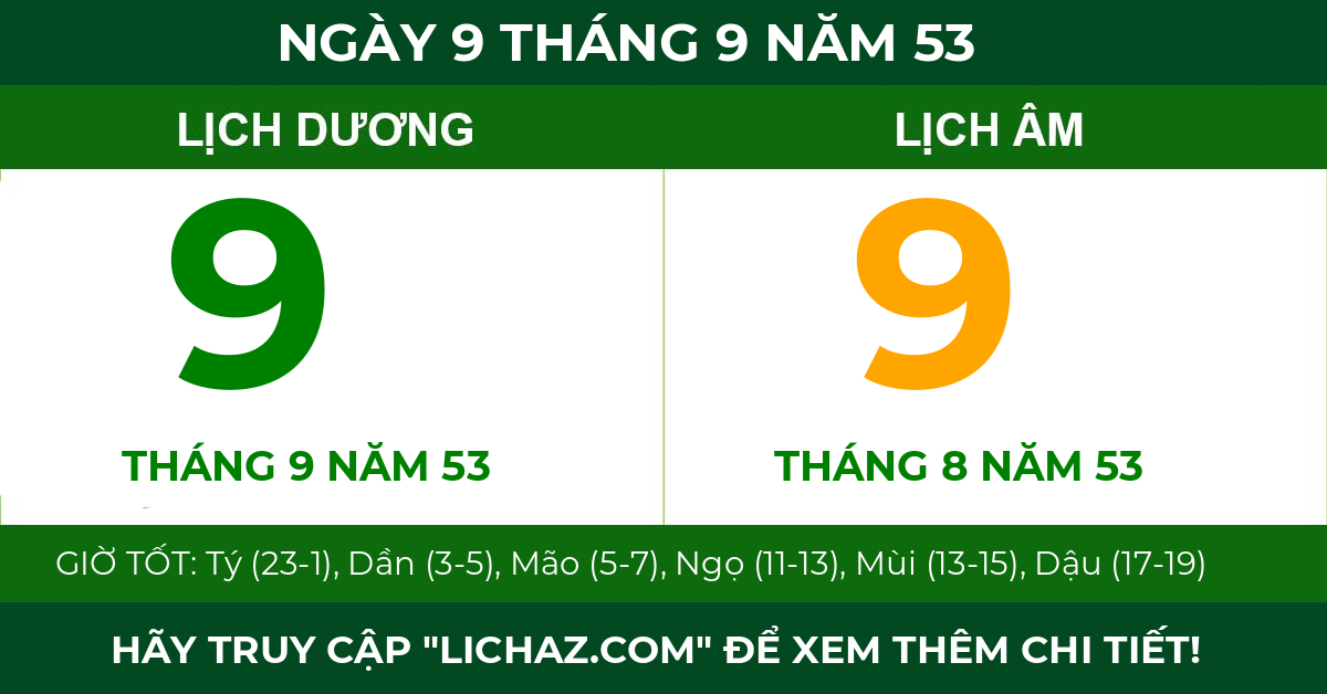 lịch âm ngày 9 tháng 9 năm 53